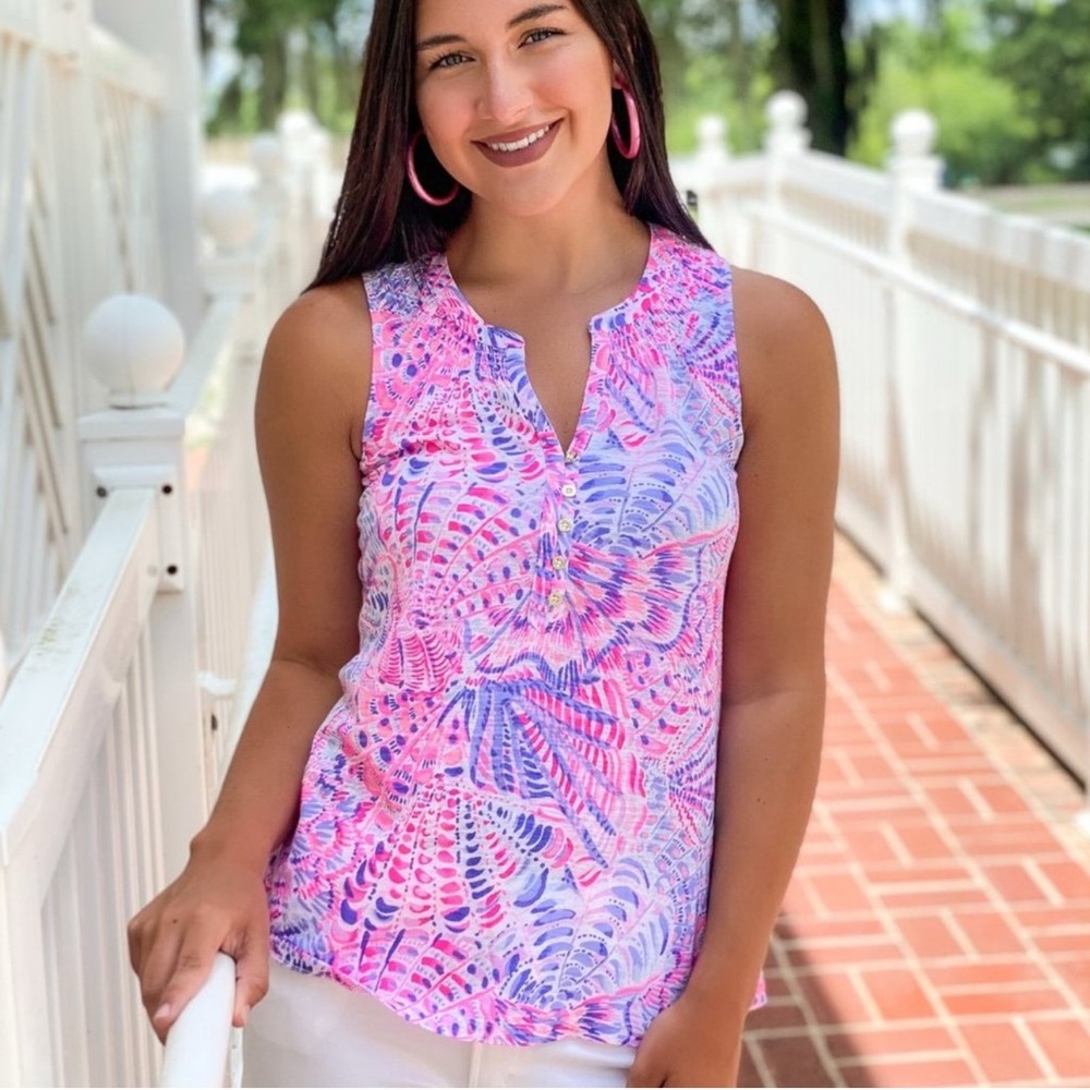 EUC Lilly Pulitzer Essie Tank Top Berry Sea You Soon